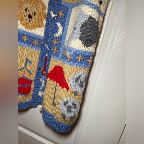 Vintage Hand knit Noah’s Ark cardigan Sweater - Picture 9 of 9